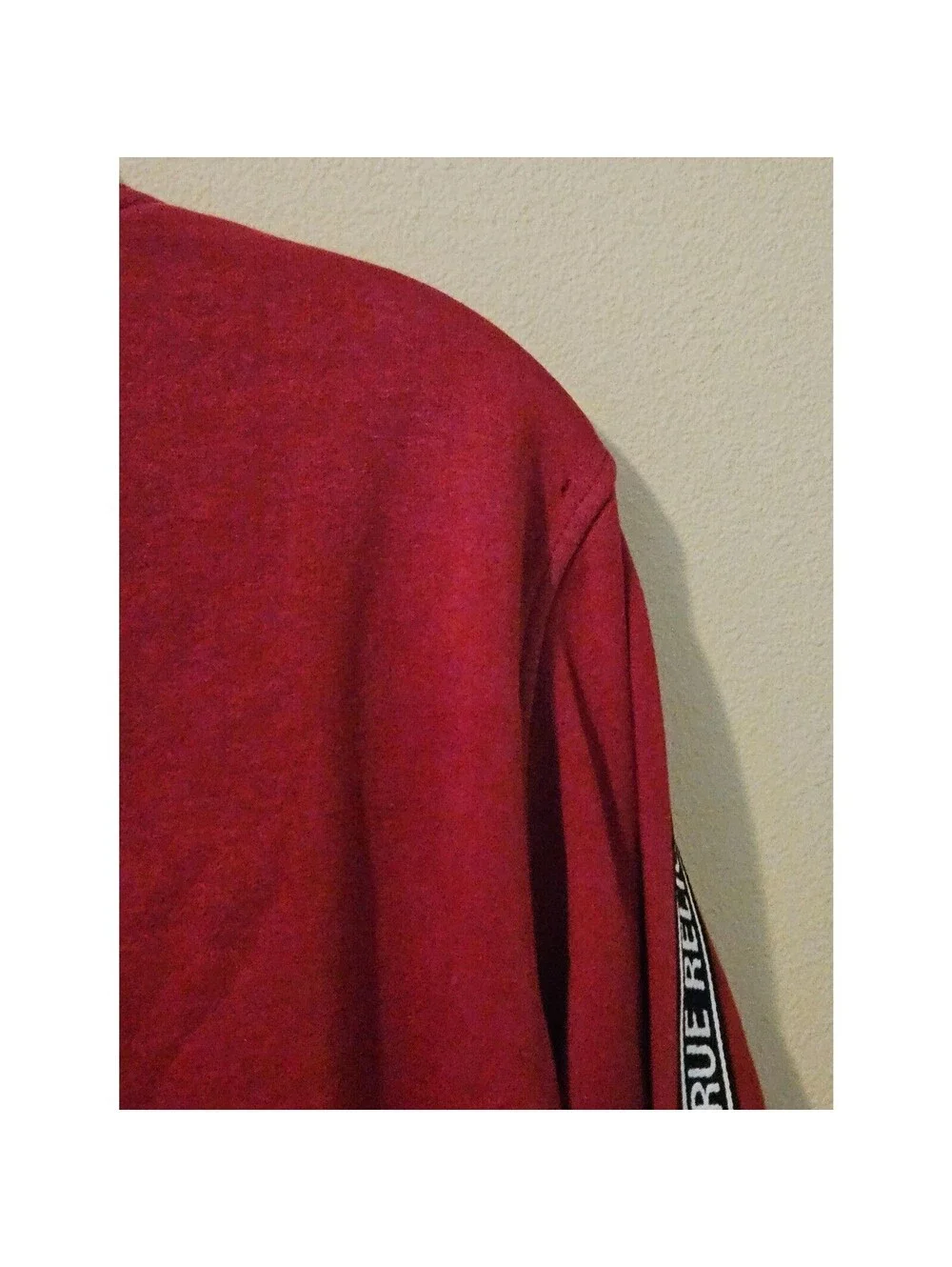 True Religion Men's XL Red Full Zip Fleece Track Jacket Logo Tape Sleeves